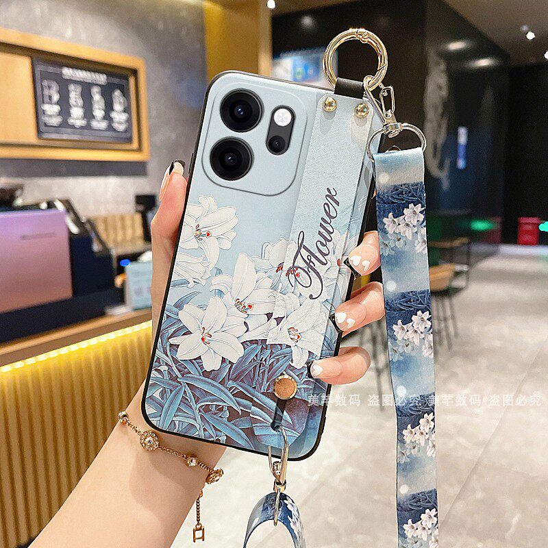 适用oppo reno15手机壳OPPO Reno16保护套14Pro硅胶软壳13腕带支架斜挎背带全包防摔女新款带挂绳挂脖5G国风