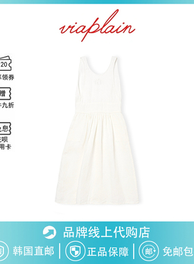 【现货】韩国viaplain连衣裙新款刺绣系带Cordelia长裙女吴小姐