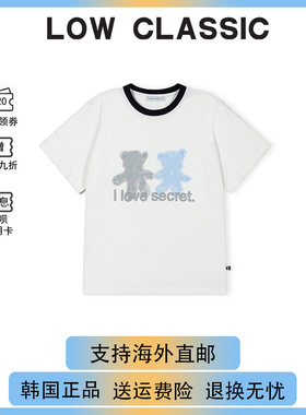 【现货】韩国正品low classic新款宽松圆领小熊短袖简约单穿T恤女