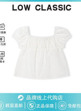 【现货】韩国LOW CLASSIC一字肩短袖袁姗姗同款泡泡袖衬衫吴小姐