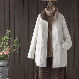 大码轻薄羽绒服女200斤中长款2025新款胖mm宽松反季妈妈薄款外套