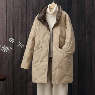 2025年新款 薄款 大码 宽松显瘦白鸭绒冬季 外套 中长款 轻薄羽绒服女款