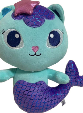 跨境新款Gabby's Dollhouse盖比的娃娃屋美人鱼蛋糕猫毛绒玩具
