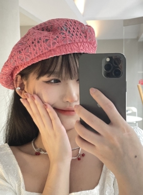 时尚镂空蕾丝贝雷帽女春夏