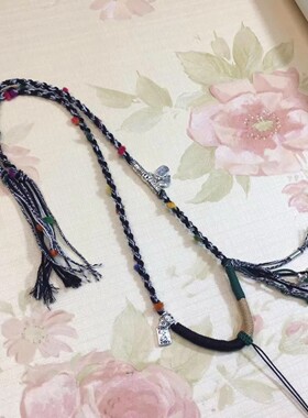 藏式藏银棉绳豆豆绳挂绳手工编织国风吊坠绳佛牌蜜蜡唐卡百搭男女