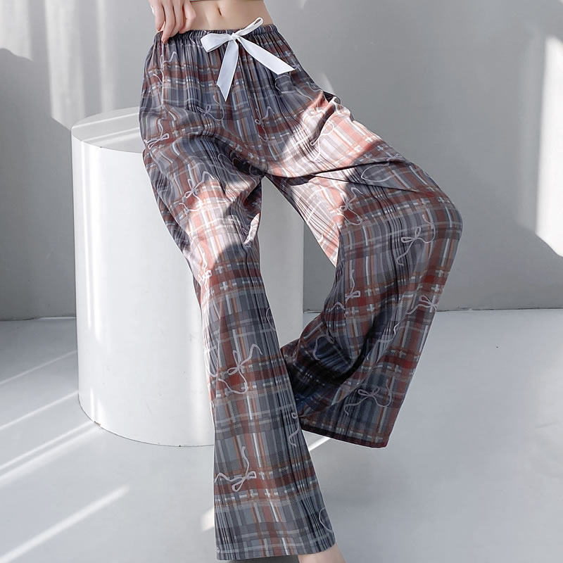 棉绸睡裤女夏人造棉薄款网红阔腿裤春秋可外穿宽松家居空调长裤子