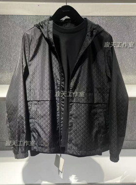CK Jeans专柜正品 2025秋款男士暗纹老花轻薄连帽夹克外套4RD510G