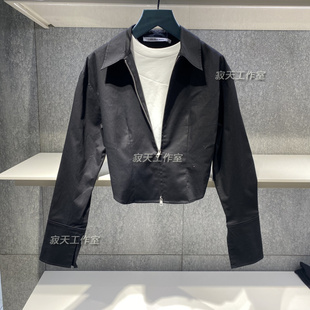 CK Jeans国内代购24年早秋新款女士拉链翻领短款长袖衬衫J223598