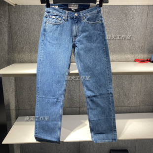 J223698 Jeans 24春夏新款 女士纯棉中蓝水洗复古低腰直筒牛仔裤