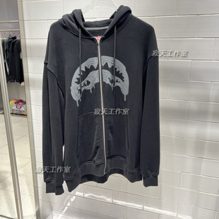 潮W0933307 卫衣鲨鱼嘴印花连帽上衣情侣装 开衫 SprayGround23新款