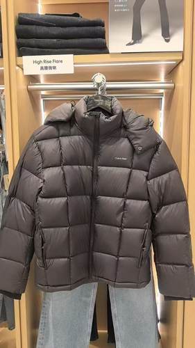 CK Jeans专柜正品 2025秋冬款男士绗缝鸭绒连帽面包羽绒服4RD508G