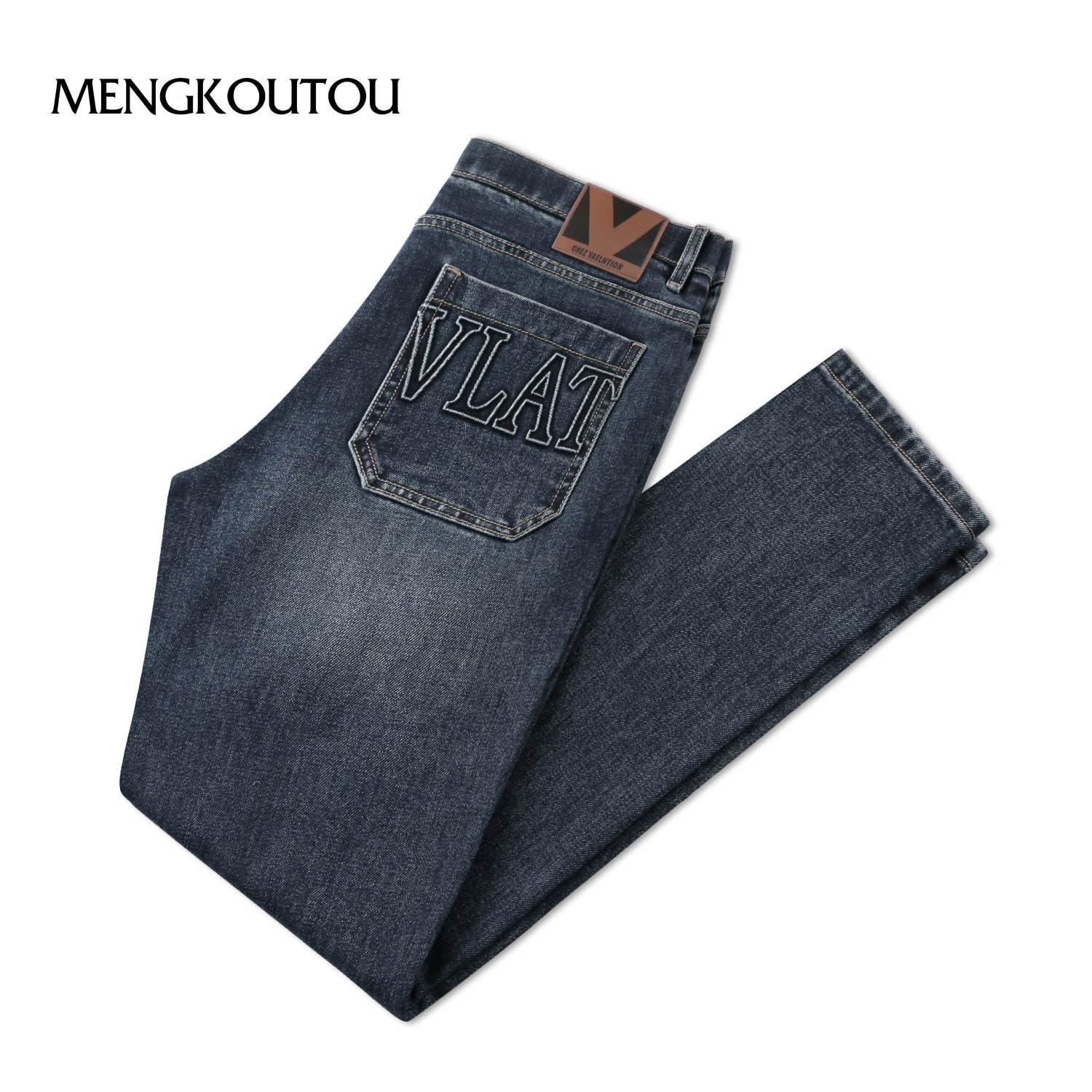 蒙口透男士柔软亲肤凉爽舒适宽松常规微弹蓝色百搭牛仔裤气质十足