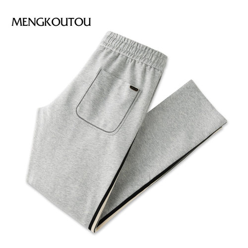 蒙口透男士春秋松紧腰抽绳休闲裤