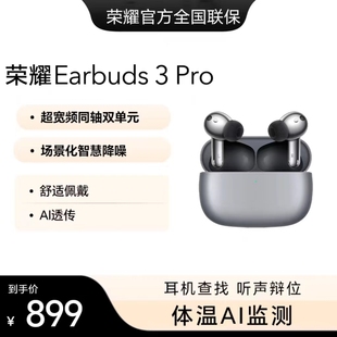 荣耀Earbuds Pro蓝牙耳机主动降噪体温AI检测荣耀100pro 90耳机