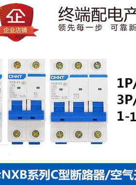 正泰昆仑断路器DZ47小型家用空气开关NXB-63单匹2P3P4P32A63A100A
