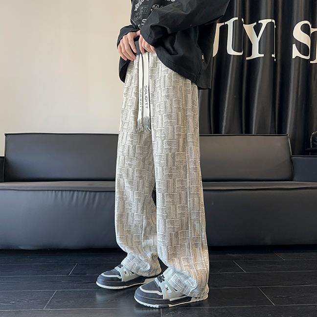 复古加绒休闲裤潮流慵懒风直筒裤