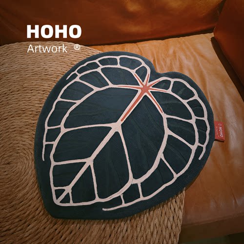 HOHO原创热植叶地垫ins坐垫家居卧室地毯脚垫宠物猫垫浴室垫