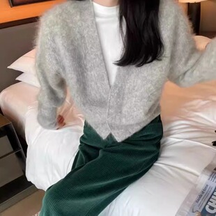 MACQNF正品2025秋冬爆款时尚显瘦百搭马海毛短款针织外套MQ89033