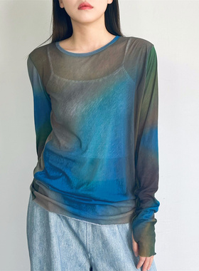 MACQNF正品2024秋季新款时尚百搭显瘦印花长袖打底T恤女MQ21969D