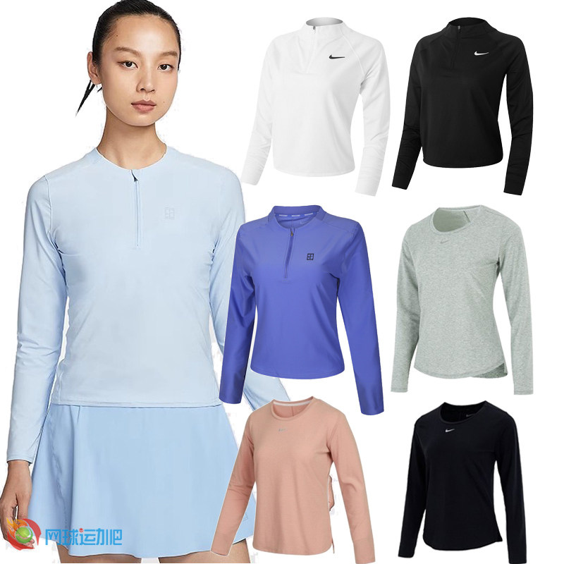 Nike耐克网球服女25年 法网圆领套头衫运动网球服透气速干长袖T恤