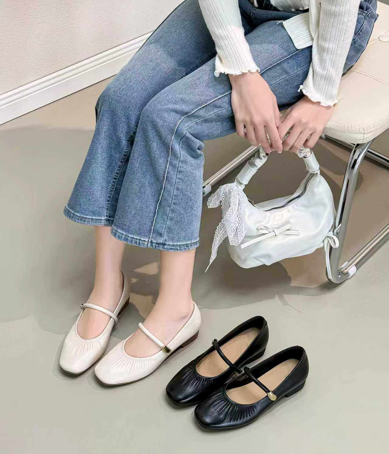 春季新款羊皮女鞋圆头橡胶软底单鞋时尚百搭羊皮小皮鞋,女鞋,浅口单鞋,淘宝优惠券,粉丝福利购,淘宝优惠卷