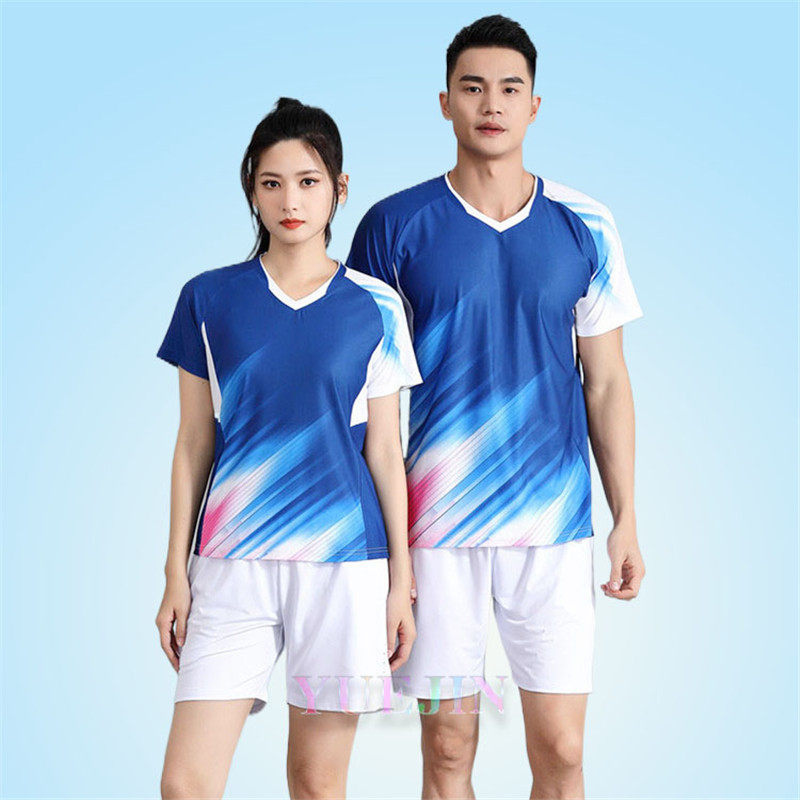 吸汗快干透气男女羽毛球服套装定制印字运动球衣定制短袖T恤比赛