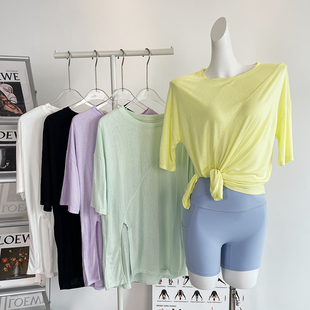 99元 T恤健身罩衫 两件 宽松透气跑步短袖 瑜伽服 运动上衣女薄款