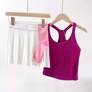 瑜伽背心带胸垫跑步健身运动背心工字背瑜伽服螺纹透气速干上衣女