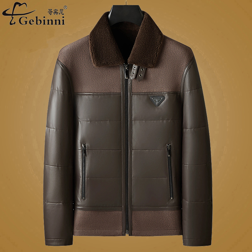 绵羊皮真皮加厚皮衣男士冬季翻领