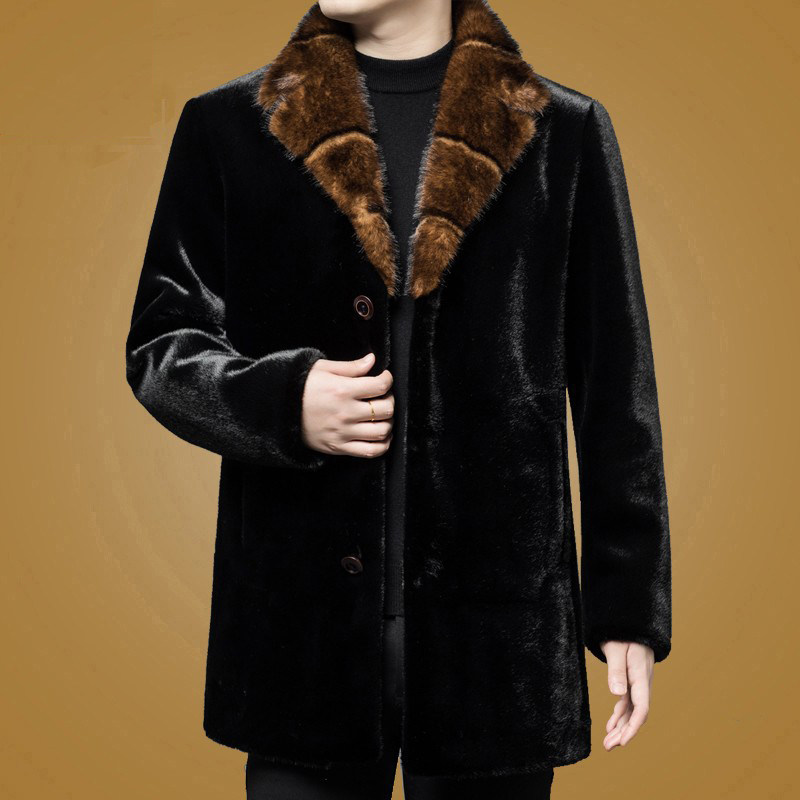 海宁2025皮草保暖翻领中长款外套