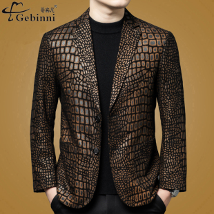 100%绵羊皮衣 西装 哥宾尼2025海宁真皮高端男装 休闲西服中青年时尚