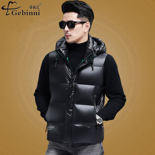 白鸭绒高充羽绒马甲男2025新款 连帽加厚坎肩外套 休闲保暖背心冬季