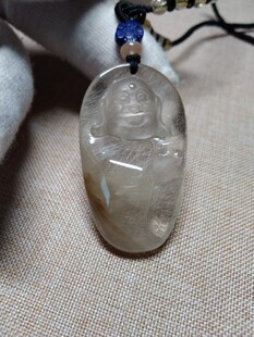 正品天然银白弥勒佛吊坠纯天然银白发晶挂件一物一图假一赔十