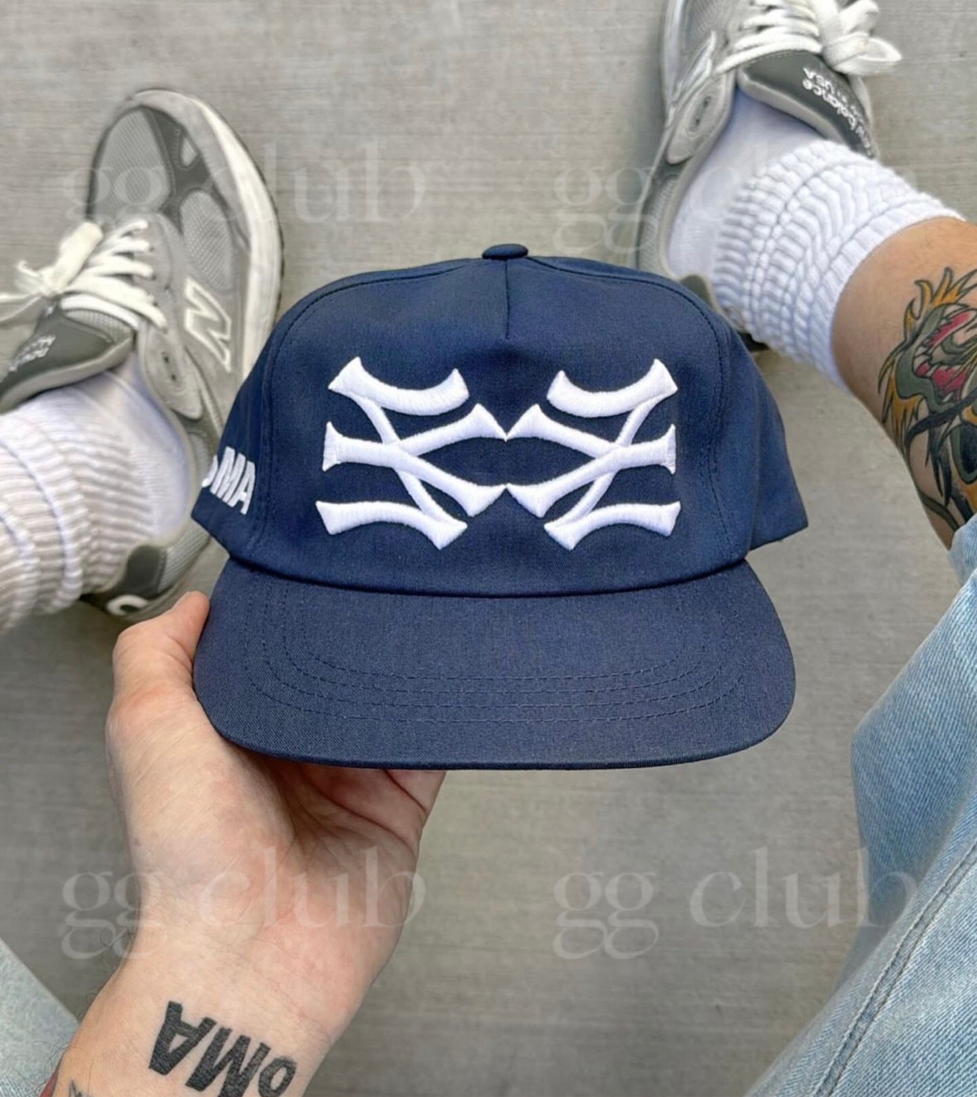 thumbnail for Oma Spoof Baseball Cap, Navy Blue Flat-Brimmed Hat, Cleanfit Style, Makes the Face Look Smaller, Unisex