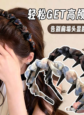 碎花欧根纱波浪发箍女2026新款