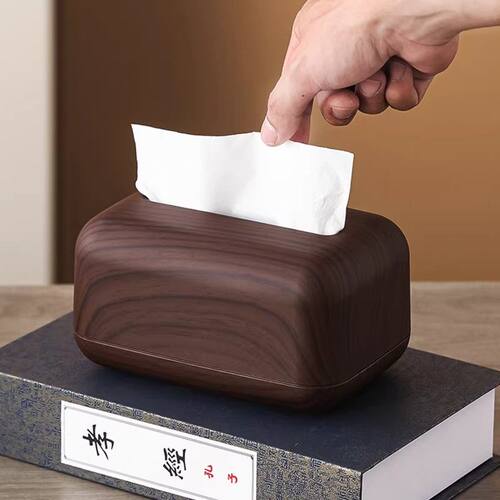 仿胡桃木中式纸巾盒家用高档餐厅