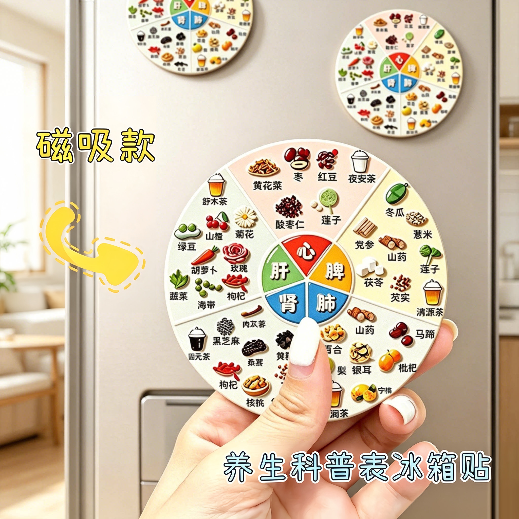 亚克力磁吸五脏六腑食疗冰箱贴