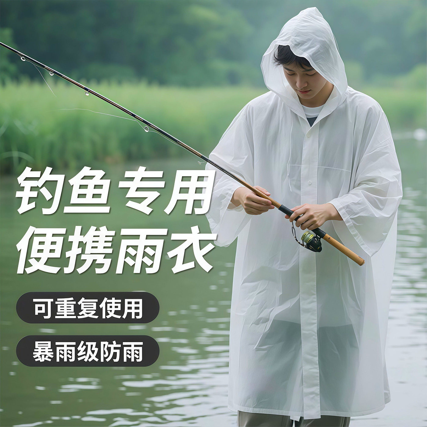 成人加厚长款防暴雨户外雨披
