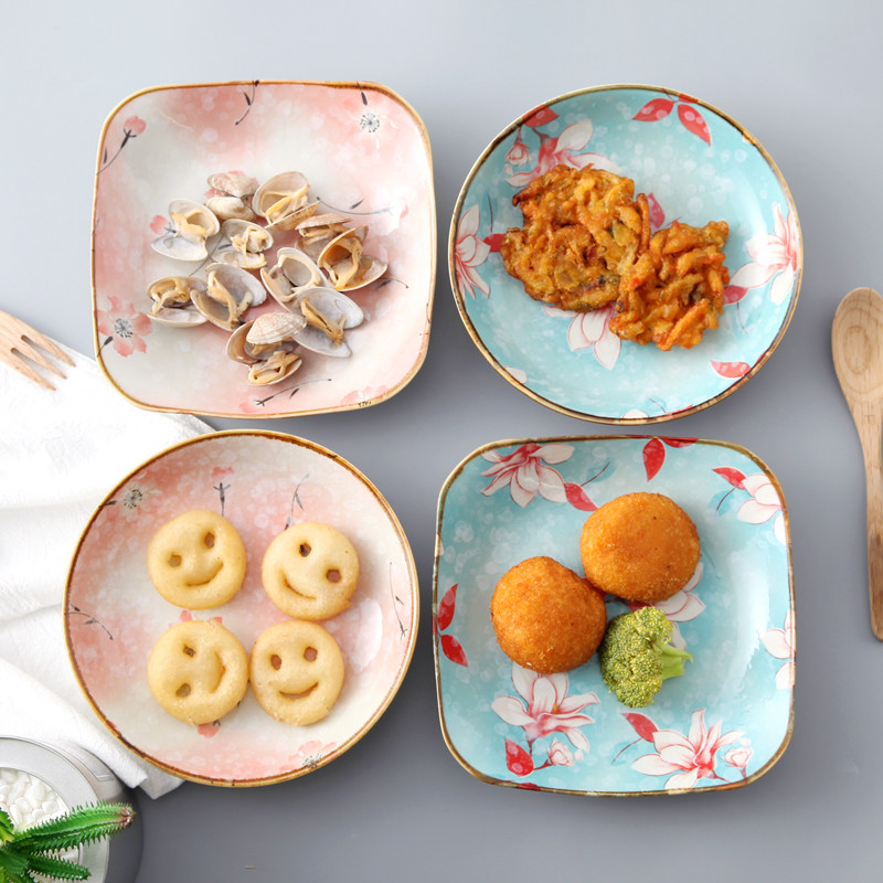 Chinese style kitchen household round creative flat mouth ceramic plate