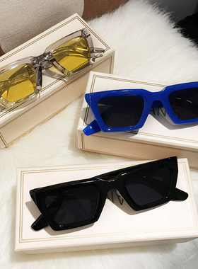 猫眼ins墨镜男女潮流个性蓝黄色