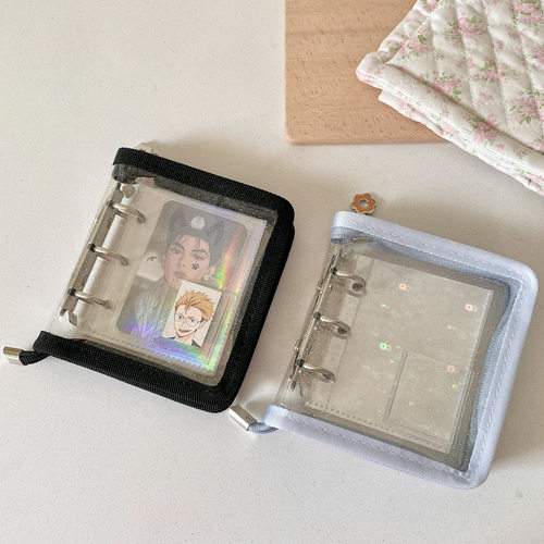 ins酷黑pvc拉链一宫格卡册