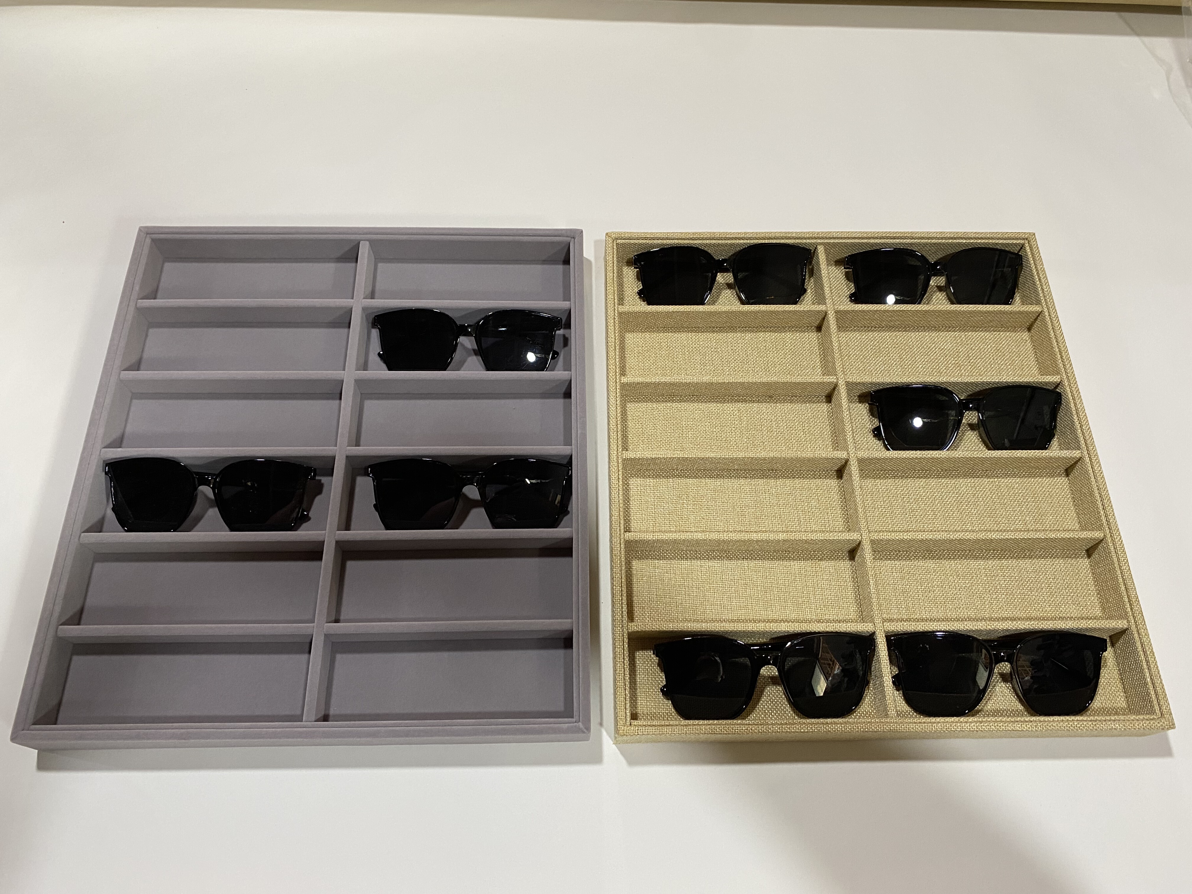 高档眼镜展示架子绒布眼镜展示盒12付太阳镜展示盘 眼镜展示道具