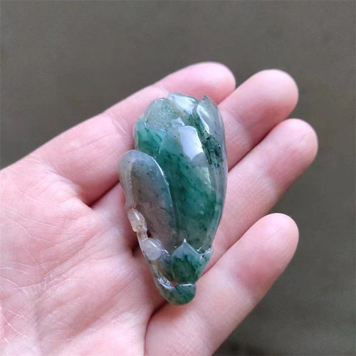 天蓝冰透独山玉挂件天然南阳玉石玉兰花吊坠女士