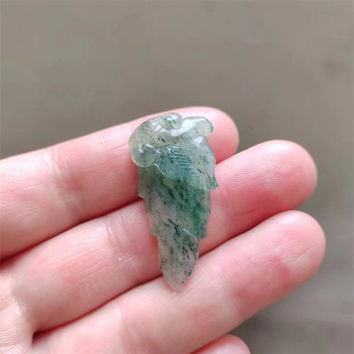 独山玉冰冰透透树叶吊坠透水天蓝挂件金枝玉叶事业有成坠饰南阳玉