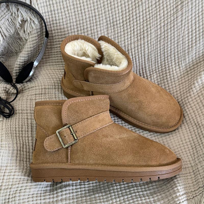 灰色短筒加绒保暖男女同款情侣时尚青春潮流韩版百搭款休闲雪地靴