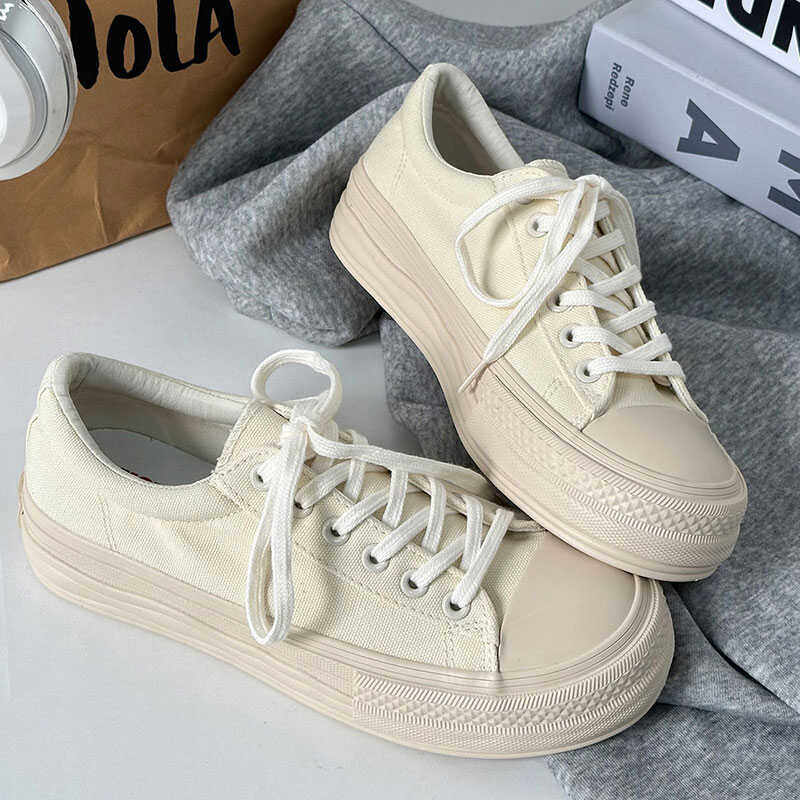 白色低帮厚底增高时尚青春潮流百搭学院港风休闲复古溶解款帆布鞋,女鞋,帆布鞋,淘宝优惠券,粉丝福利购,淘宝优惠卷