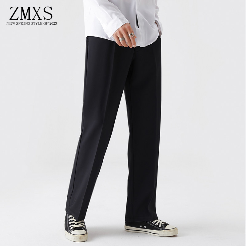 韩版直筒夏季长裤半松紧腰西裤