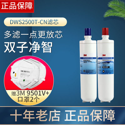 3m净水器双子净智DWS2500T-CN滤芯dws2000t-cn DTV390前后置一套