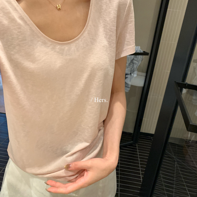 Hers-新好舒服（全员自留三四件）莱赛尔冰感面膜纯色短袖T恤8063