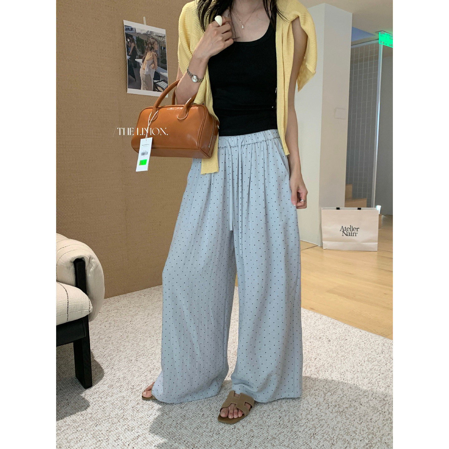 THE LIMON柠檬绿茶时尚潮流百搭波点宽松百搭休闲裤阔腿裤女装